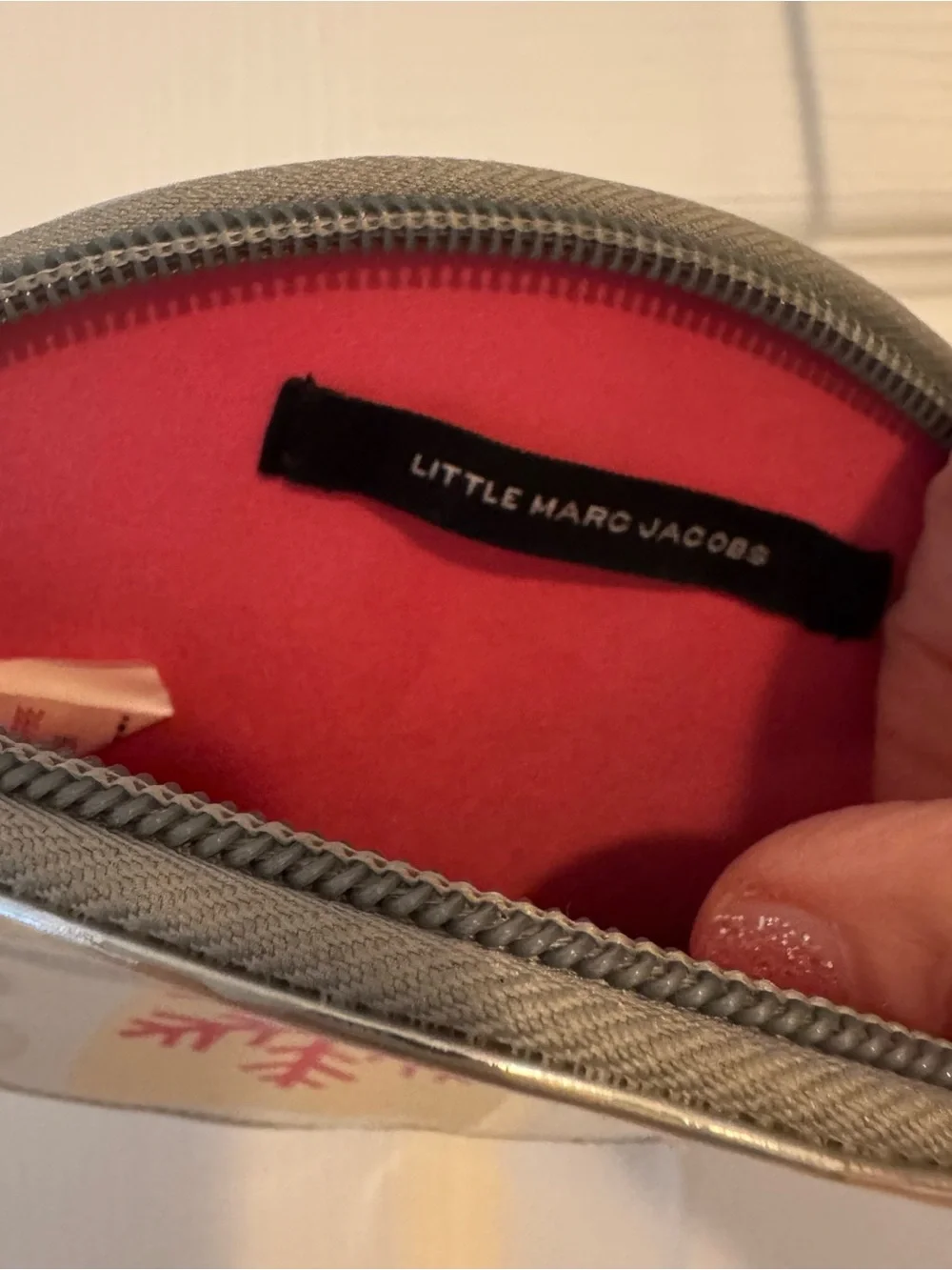Little Marc Jacobs Silver Round Crossbody with Pink Graphic